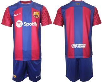Nov Moški Nogometni dresi Barcelona Domači 2023-24 Kratek Rokav + Kratke hlače