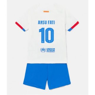 Otroški Nogometni dresi za otroke Barcelona Gostujoči 2023-24 Ansu Fati 10