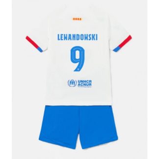 Otroški Nogometni dresi za otroke Barcelona Gostujoči 2023-24 Robert Lewandowski 9