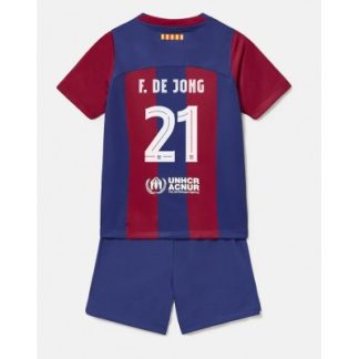 Poceni Otroški Nogometni dresi kompleti Barcelona Domači 2023-24 Frenkie de Jong 21