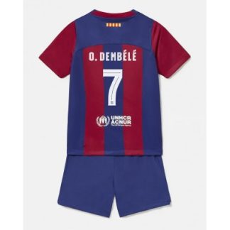 Poceni Otroški Nogometni dresi kompleti Barcelona Domači 2023-24 Ousmane Dembele 7