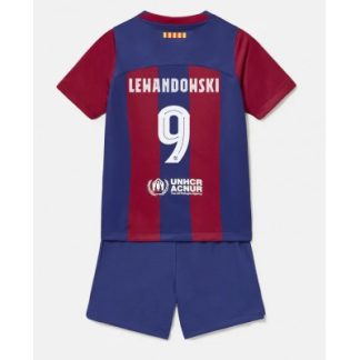 Poceni Otroški Nogometni dresi kompleti Barcelona Domači 2023-24 Robert Lewandowski 9