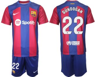 Moški Nogometni dresi komplet Barcelona Domači 2023-24 z imenom GÜNDOGAN 22