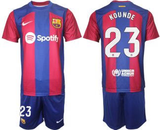 Moški Nogometni dresi komplet Barcelona Domači 2023-24 z imenom KOUNDE 23