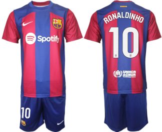 Moški Nogometni dresi komplet Barcelona Domači 2023-24 z imenom RONALDINHO 10