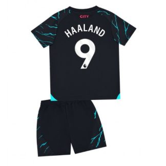 Otroški Nogometni dresi kompleti za otroke Manchester City Tretji 2023-24 Erling Haaland 9
