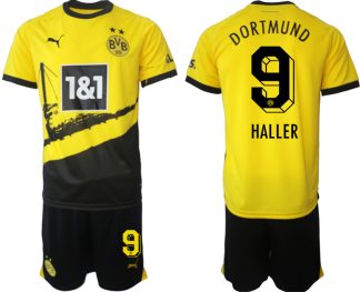 Moški Nogometni dresi kompleti Borussia Dortmund Domači 2023-24 tisk HALLER 9