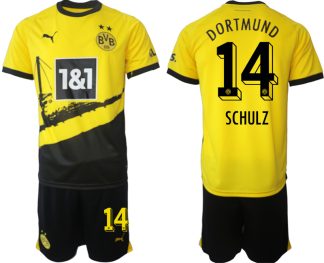Moški Nogometni dresi kompleti Borussia Dortmund Domači 2023-24 tisk SCHULZ 14