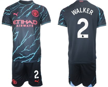 Moški Nogometni dresi kompleti Manchester City Tretji 2023/24 tisk Kyle Walker 2