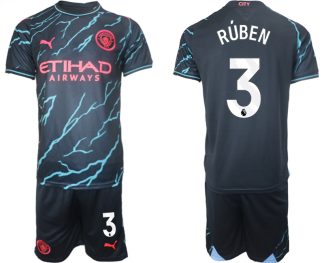 Moški Nogometni dresi kompleti Manchester City Tretji 2023/24 tisk Ruben Dias 3