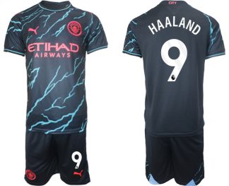 Naročiti Moški Nogometni dresi kompleti Manchester City Tretji 2023/24 Erling Haaland 9