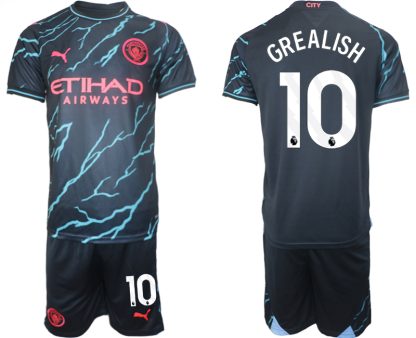 Naročiti Moški Nogometni dresi kompleti Manchester City Tretji 2023/24 Jack Grealish 10