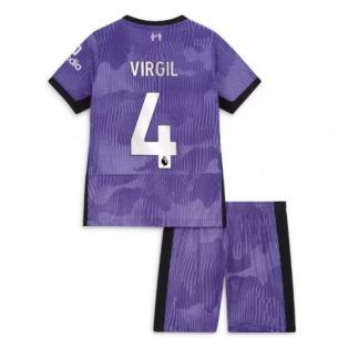 Otroški Nogometni dresi kompleti za otroke Liverpool Tretji 2023-24 Virgil van Dijk 4