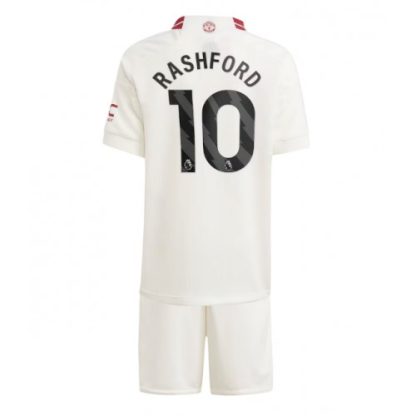 Otroški Nogometni dresi Manchester United kompleti Tretji 2023-24 tisk Marcus Rashford 10