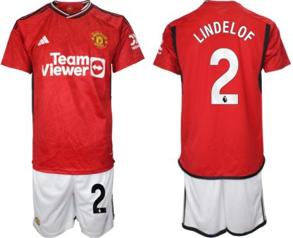 Moški Nogometni dresi komplet Manchester United Domači 2023-24 tisk LINDELOF 2