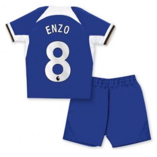 Otroški Nogometni dresi kompleti za otroke Chelsea Domači 2023-24 Enzo Fernandez 8