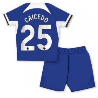 Otroški Nogometni dresi kompleti za otroke Chelsea Domači 2023-24 Moises Caicedo 25
