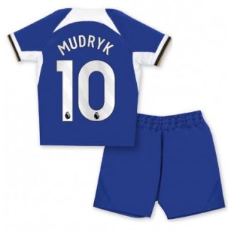 Otroški Nogometni dresi kompleti za otroke Chelsea Domači 2023-24 Mykhailo Mudryk 10