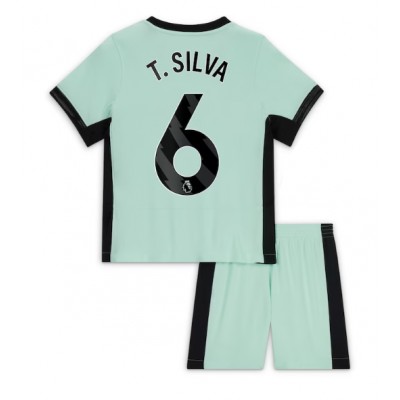 Otroški Nogometni dresi kompleti za otroke Chelsea Tretji 2023-2024 tisk Thiago Silva 6