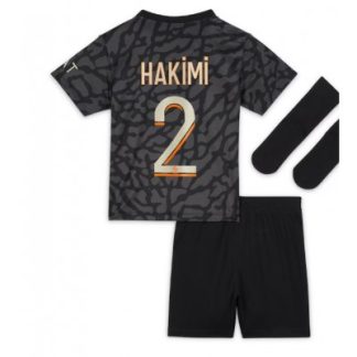 Poceni Otroški Nogometni dresi Paris Saint-Germain PSG kompleti Tretji 2023-24 Achraf Hakimi 2