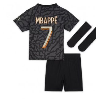Poceni Otroški Nogometni dresi Paris Saint-Germain PSG kompleti Tretji 2023-24 Kylian Mbappe 7
