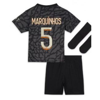 Poceni Otroški Nogometni dresi Paris Saint-Germain PSG kompleti Tretji 2023-24 Marquinhos 5