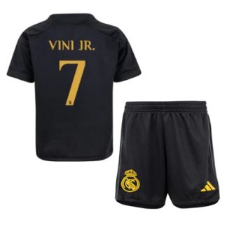 Poceni Otroški Nogometni dresi Real Madrid kompleti Tretji 2023-24 tisk Vinicius Junior 7