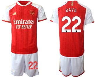 Moški Nogometni dresi kompleti Arsenal Domači 2023-24 rdeča bela David Raya 22