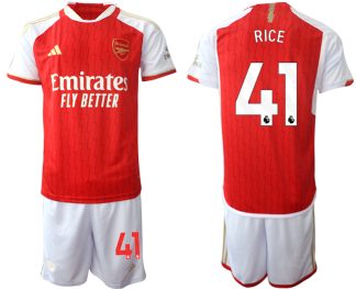 Moški Nogometni dresi kompleti Arsenal Domači 2023-24 rdeča bela Declan Rice 41