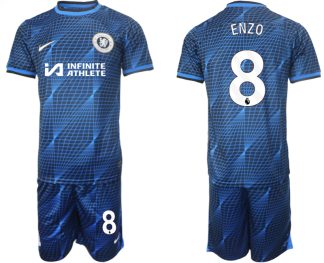 Novo Moški Nogometni dresi kompleti Chelsea Gostujoči 2023-2024 tisk Enzo Fernández 8