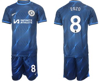 Novo Moški Nogometni dresi kompleti Chelsea Gostujoči 2023-2024 tisk Enzo Fernández 8