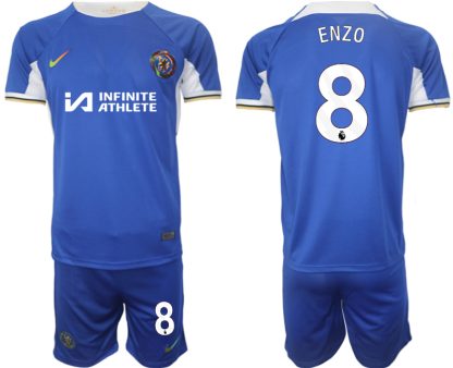 Poceni Moški Nogometni dresi kompleti Chelsea Domači 2023-2024 tisk Enzo Fernández 8