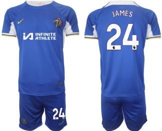 Poceni Moški Nogometni dresi kompleti Chelsea Domači 2023-2024 tisk Reece James 24