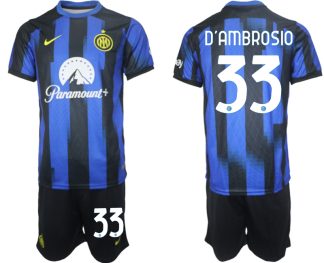 Poceni Moški Nogometni dresi kompleti Inter Milan Domači 2023 2024 Danilo D’ambrosio 33