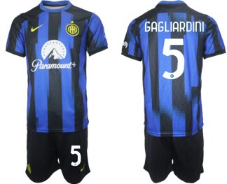 Poceni Moški Nogometni dresi kompleti Inter Milan Domači 2023 2024 Roberto Gagliardini 5
