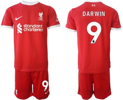 Poceni Moški Nogometni dresi kompleti Liverpool Domači 2023 2024 tisk Darwin Nunez 9