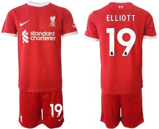 Poceni Moški Nogometni dresi kompleti Liverpool Domači 2023 2024 tisk Harvey Elliott 19