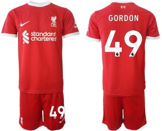 Poceni Moški Nogometni dresi kompleti Liverpool Domači 2023 2024 tisk Kaide Gordon 49