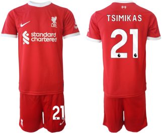 Poceni Moški Nogometni dresi kompleti Liverpool Domači 2023 2024 tisk Kostas Tsimikas 21