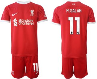 Poceni Moški Nogometni dresi kompleti Liverpool Domači 2023 2024 tisk Mohamed Salah 11