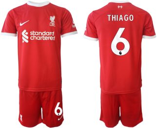 Poceni Moški Nogometni dresi kompleti Liverpool Domači 2023 2024 tisk Thiago Alcantara 6