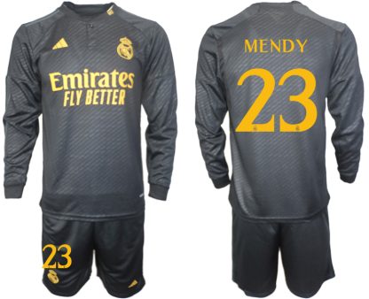 Ferland Mendy #23 Moški Nogometni dresi Real Madrid Tretji Dolgi Rokav + Kratke hlače 2023 2024