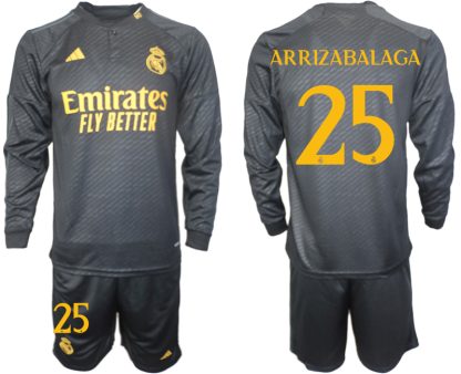 Kepa Arrizabalaga #25 Moški Nogometni dresi Real Madrid Tretji Dolgi Rokav + Kratke hlače 2023 2024