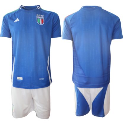 Moški Nogometni dresi Italija Domači 2024-2025 Kratek Rokav + Kratke hlače