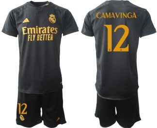 Moški Nogometni dresi kompleti Real Madrid Tretji 2023-24 Eduardo Camavinga 12