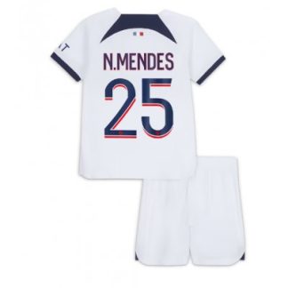 Nuno Mendes 25 Otroški Nogometni dresi kompleti Paris Saint-Germain PSG Gostujoči 2023 2024