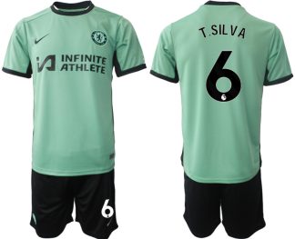 Poceni Moški Nogometni dresi kompleti Chelsea Tretji 2023 2024 Thiago Silva 6