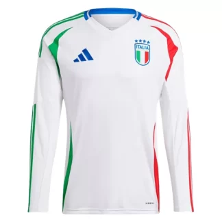 Moški Nogometni dresi Italija Gostujoči Euro 2024 bela Dolgi Rokav