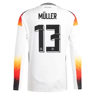 Moški Nogometni dresi Nemčija Domači Euro 2024 bela Dolgi Rokav Thomas Muller 13