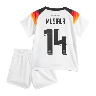 Otroški Nogometni dresi Nemčija Domači Euro 2024 bela Kratek Rokav Jamal Musiala 14